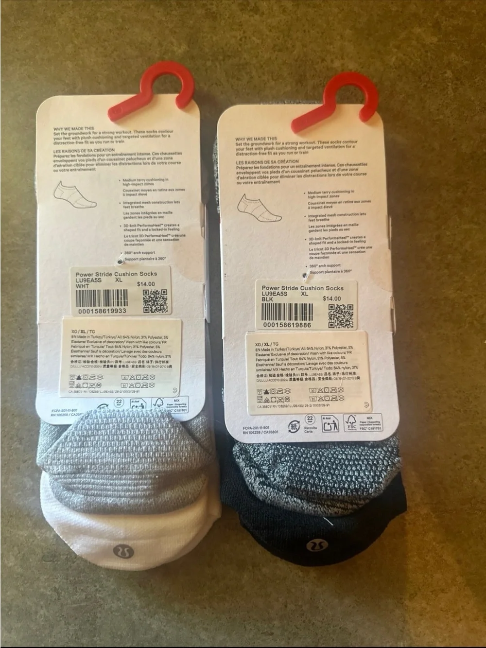 NWT Men’s lululemon athletica Power Stride Cushion Socks — 2 pairs